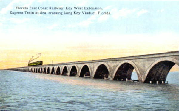 Train on Overseas Railroad Long Key Viaduct