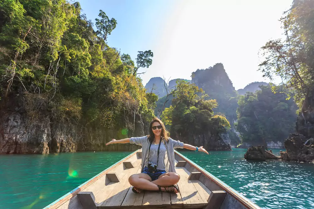 A woman on a boat