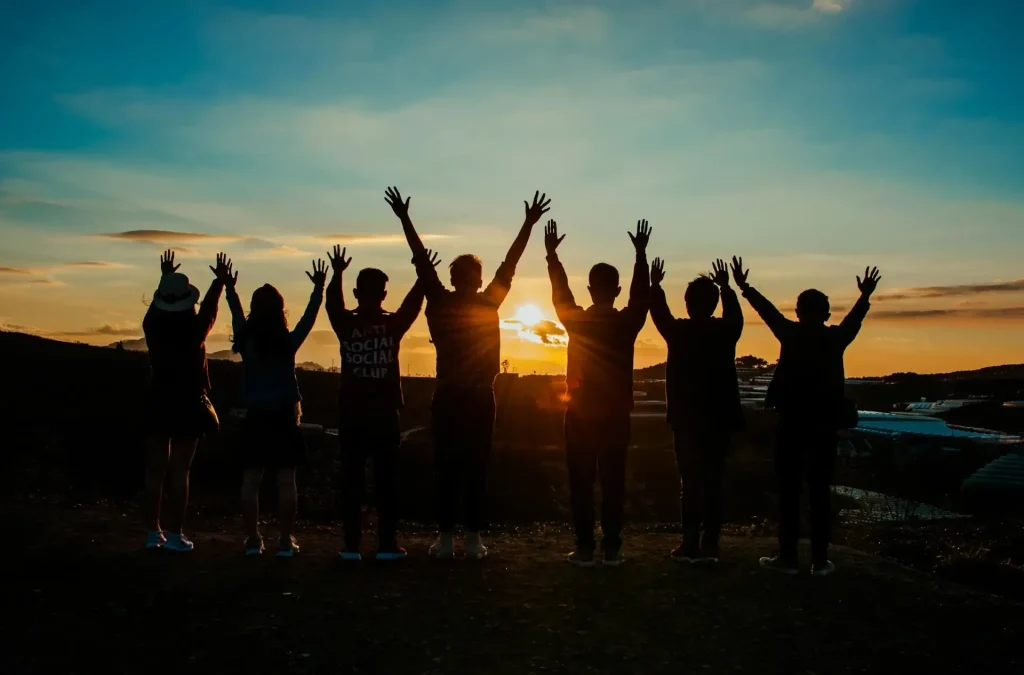 a group of people happy with their vacation