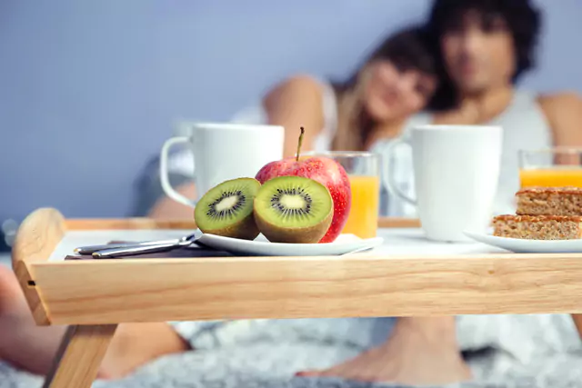 Couple enjoying morning coffee