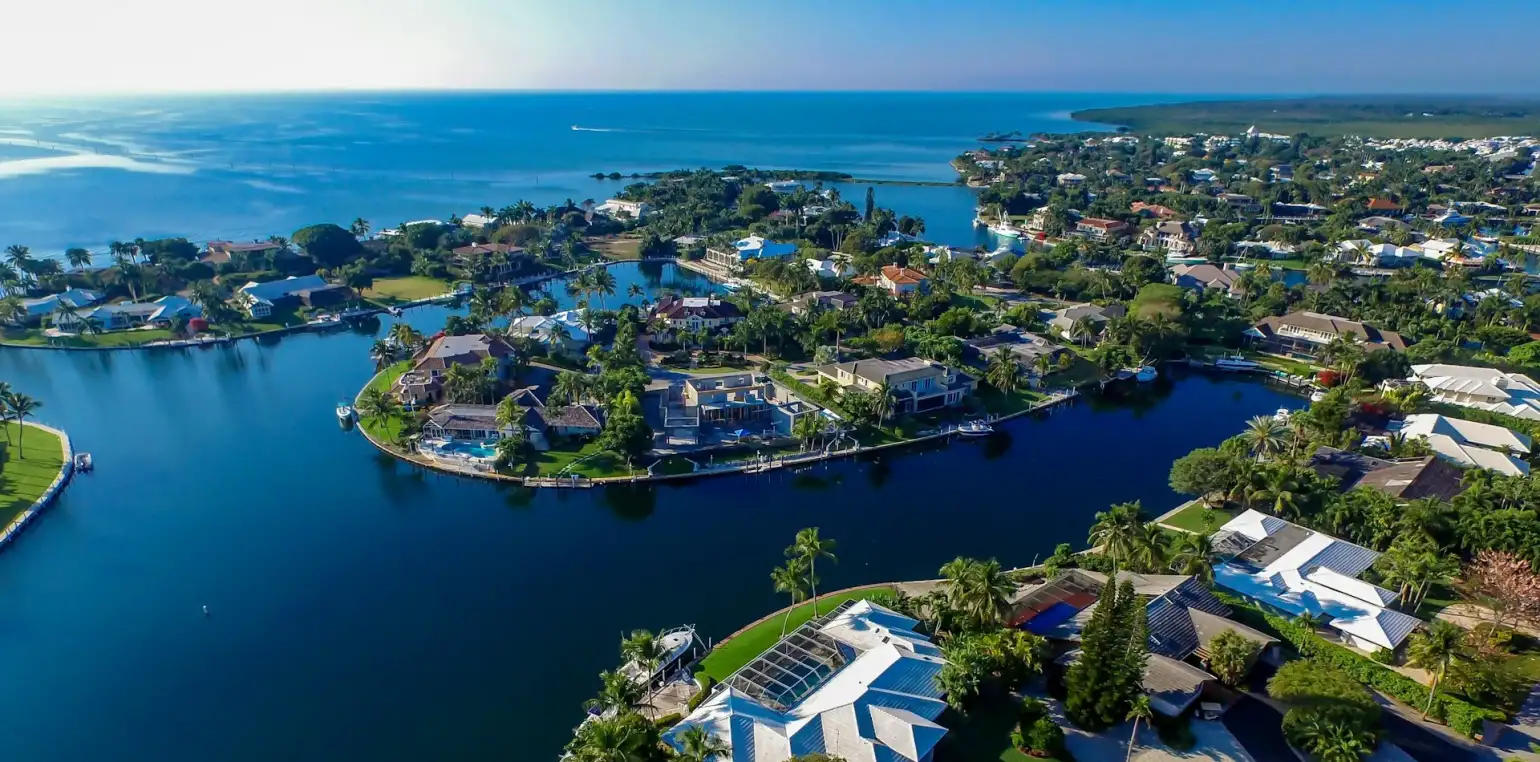 Bird's eye view of Key Largo, FL