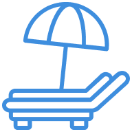 beach chair umbrella icon