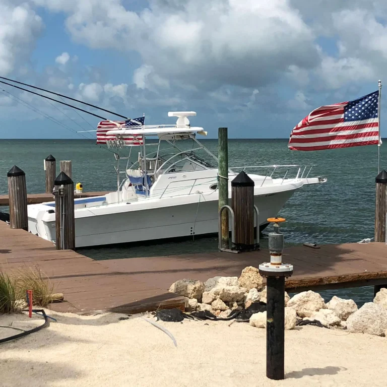 A fishing boat at a private slip with 50A at Keys Cove, Marathon FL