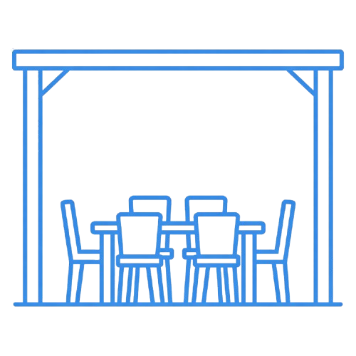 Tall roof covered patio icon