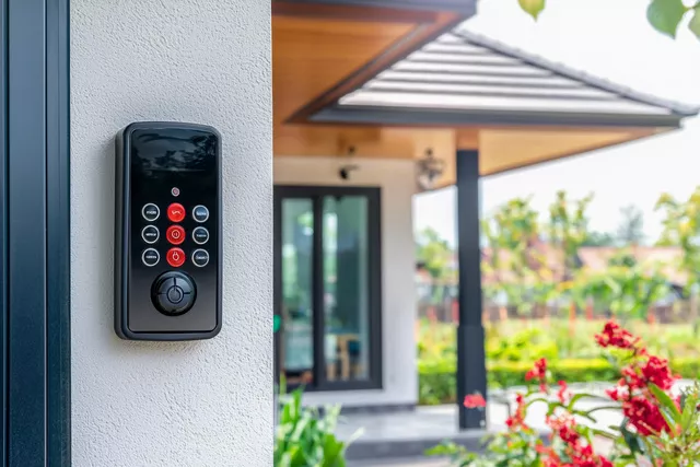 Close-up of security keypad entry